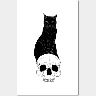 Halloween Design - Cat with Skull Posters and Art